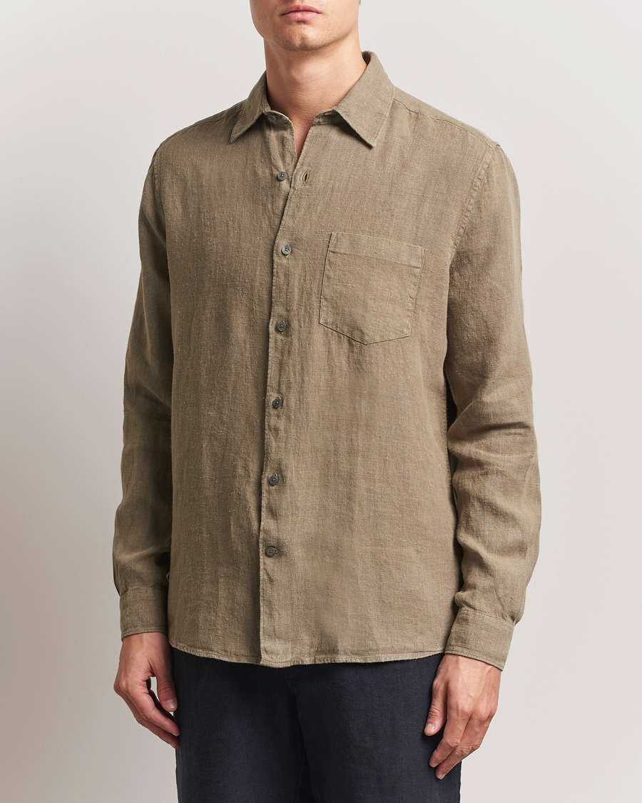Herren | Hemden | A Day's March | Abu Linen Shirt Clay