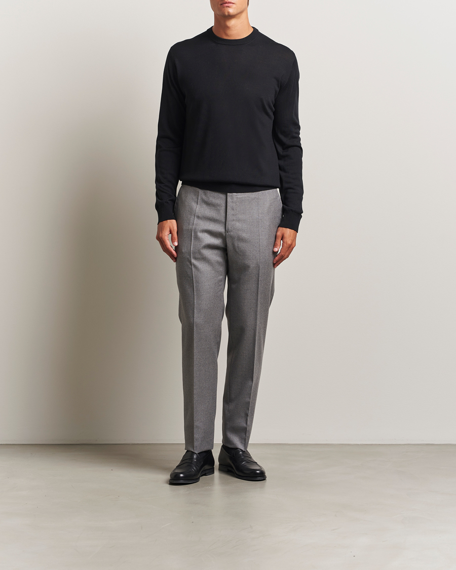 Herren | Pullover | Eton | Merino Knitted Crew Neck Black