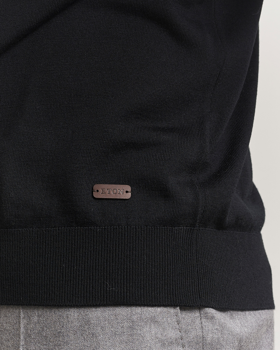 Herren | Pullover | Eton | Merino Knitted Crew Neck Black