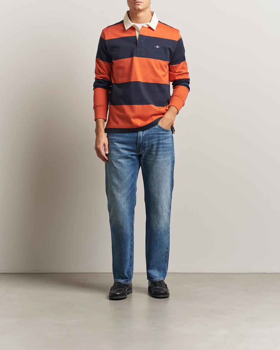 Herren | Pullover | GANT | Striped Heavy Rugger Evening Blue