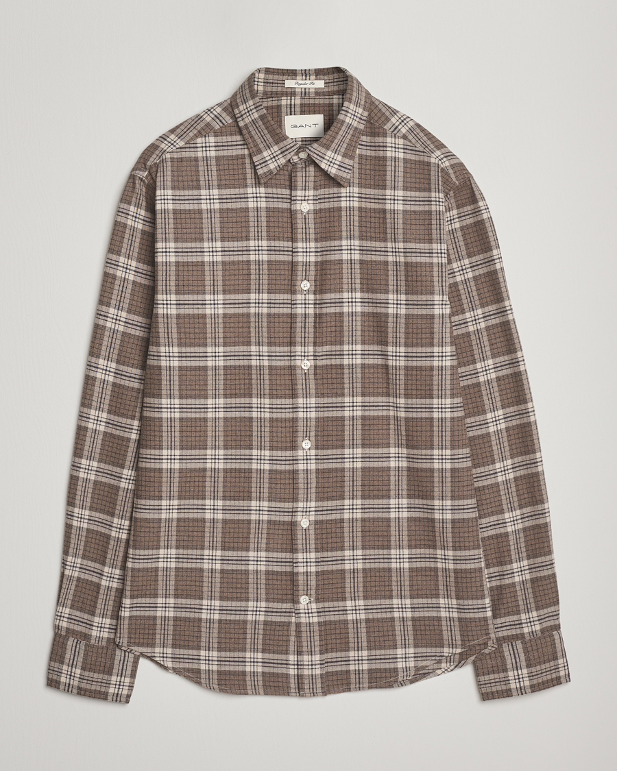 Herren | Hemden | GANT | Regular Fit Checked Flannel Shirt Dark Hazelnut Melange