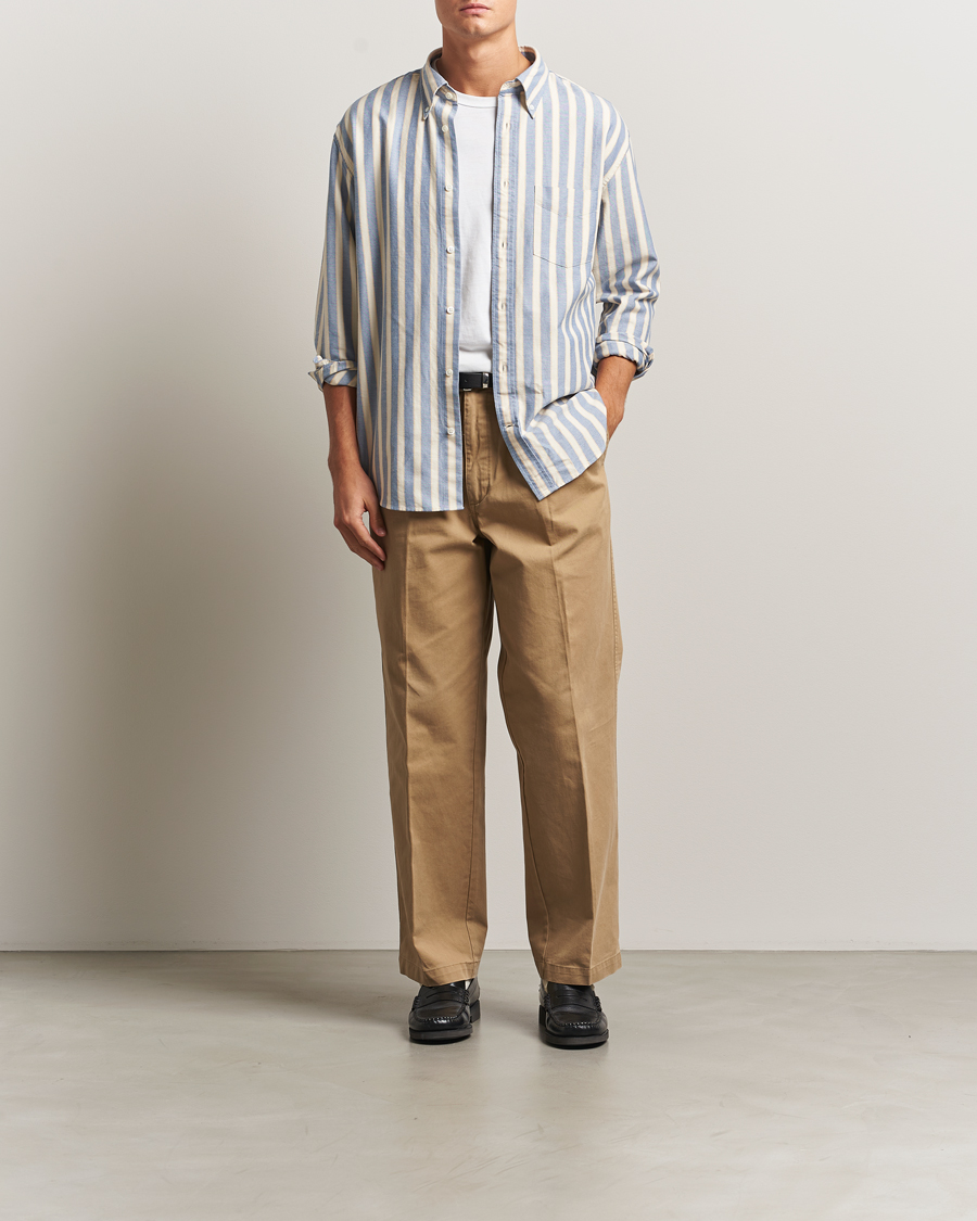 Herren | Hemden | GANT | Relaxed Fit Striped Heritage Oxford Shirt Blue Water
