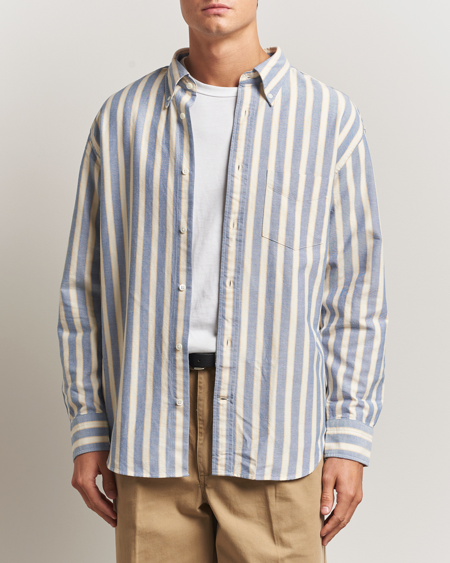 Herren | Hemden | GANT | Relaxed Fit Striped Heritage Oxford Shirt Blue Water