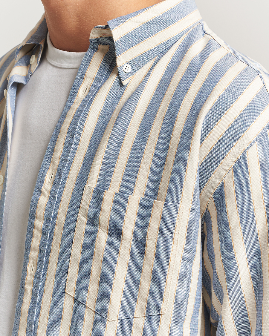 Herren | Hemden | GANT | Relaxed Fit Striped Heritage Oxford Shirt Blue Water