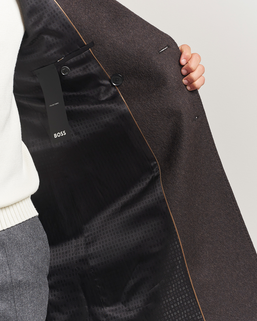 Herren | Jacken | BOSS BLACK | Hyde Wool/Alpaca Double Breasted Coat Dark Brown