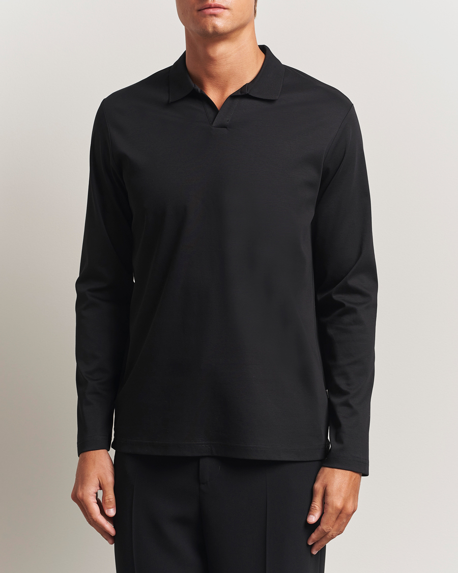 Herren | Poloshirts | NN07 | Paul Mercerized Long Sleeve Polo Black