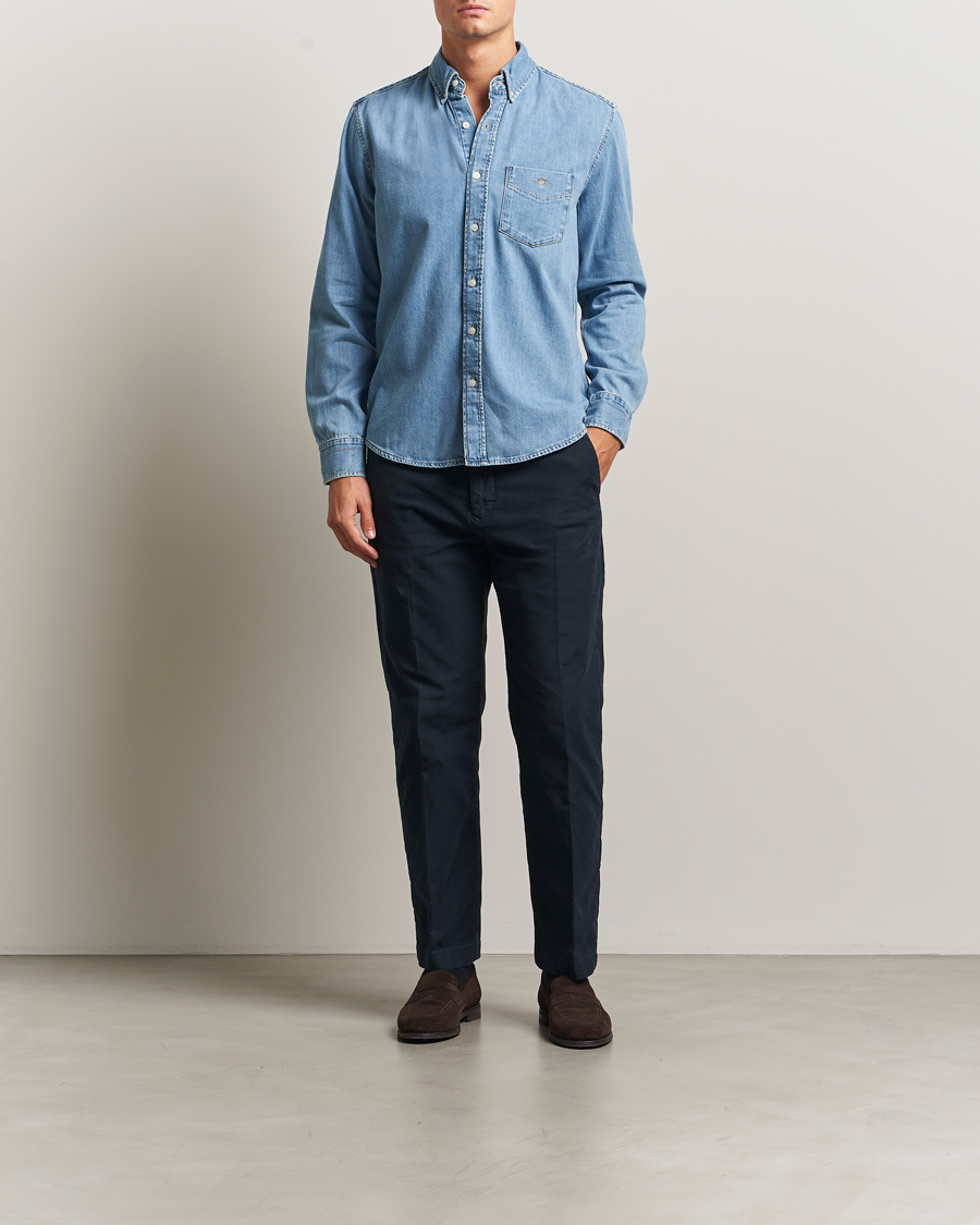 Herren | Hemden | GANT | Regular Fit Denim Shirt Light Blue Worn In