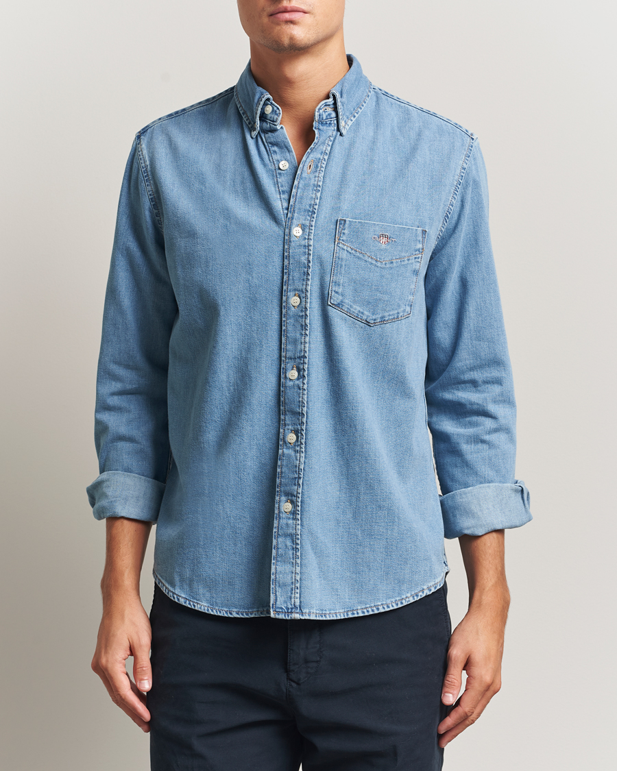 Herren | Hemden | GANT | Regular Fit Denim Shirt Light Blue Worn In