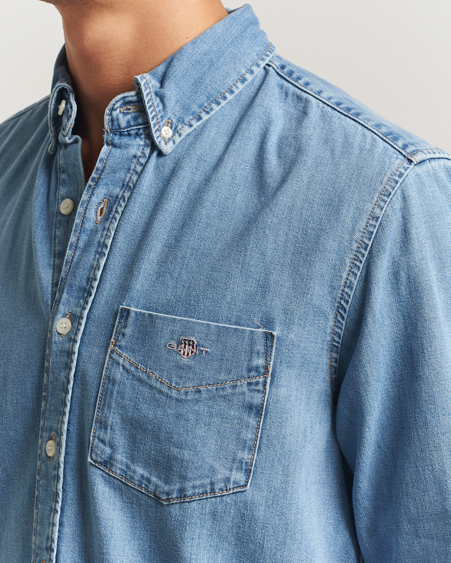 Herren | Hemden | GANT | Regular Fit Denim Shirt Light Blue Worn In