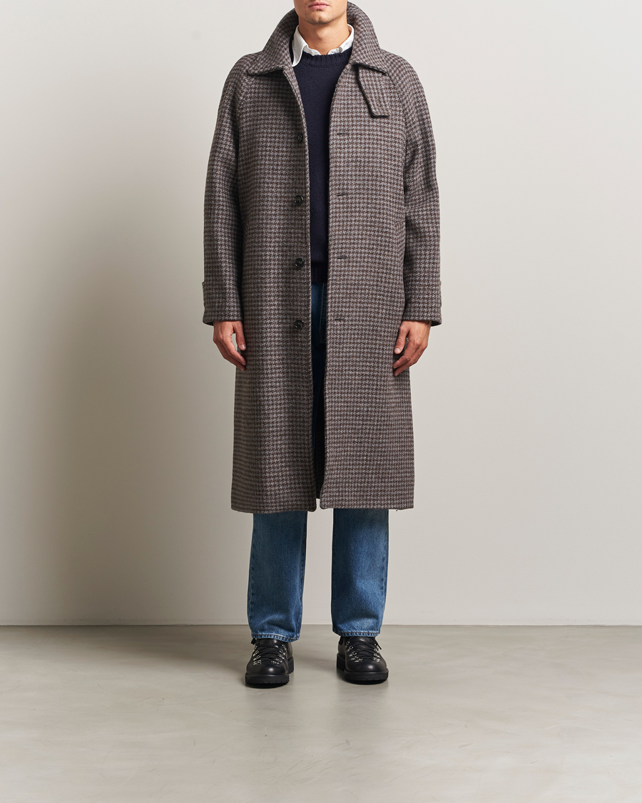 Herren | Jacken | GANT | Wool Balmacaan Houndstooth Coat Deep Brown
