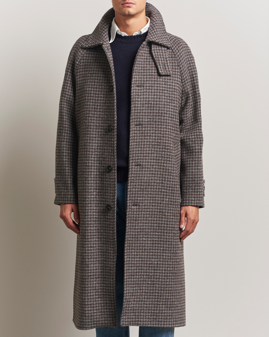 Herren | Jacken | GANT | Wool Balmacaan Houndstooth Coat Deep Brown