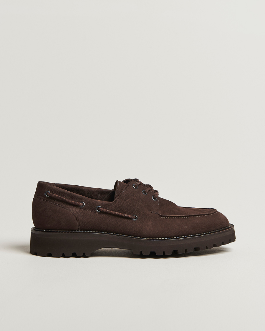 Herren | Derby | John Lobb | Tide Moc Toe Derby Dark Brown Nubuck