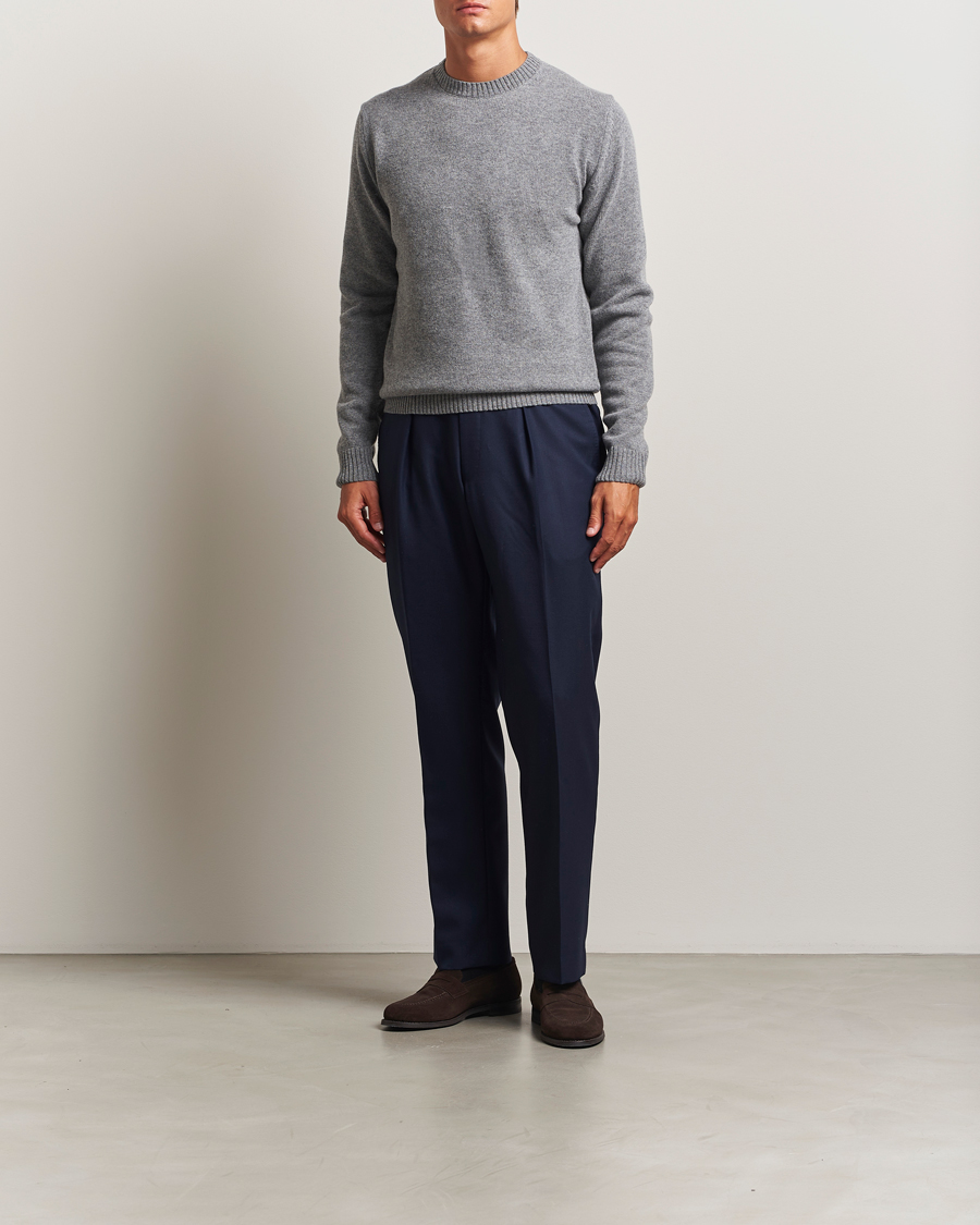 Herren | Pullover | Stenströms | Brushed Merino Crew Neck Grey