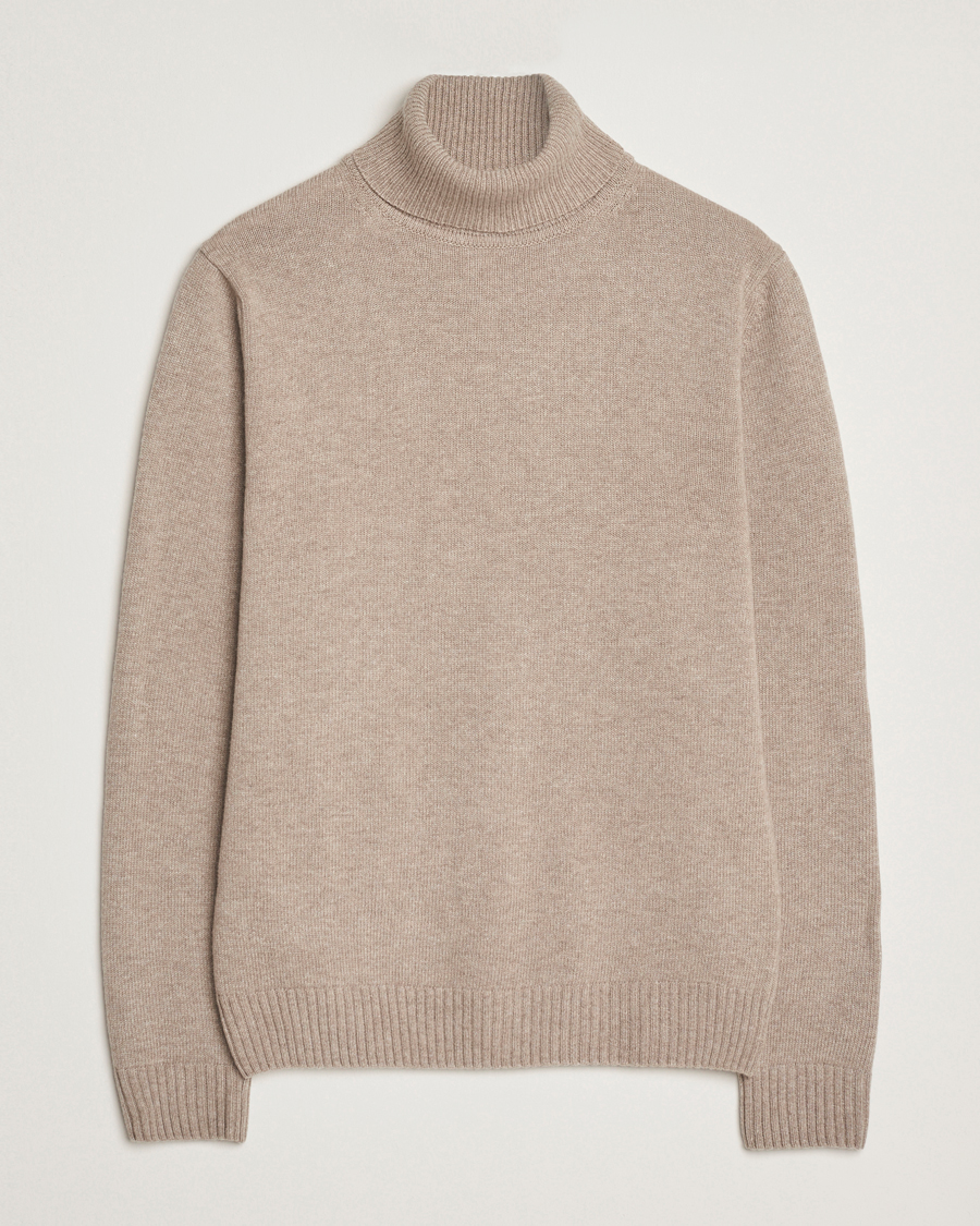 Herren | Pullover | Stenströms | Brushed Merino Rollneck Light Brown