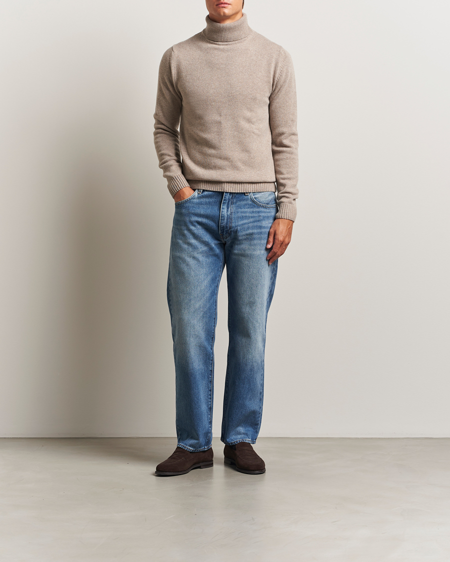 Herren | Pullover | Stenströms | Brushed Merino Rollneck Light Brown