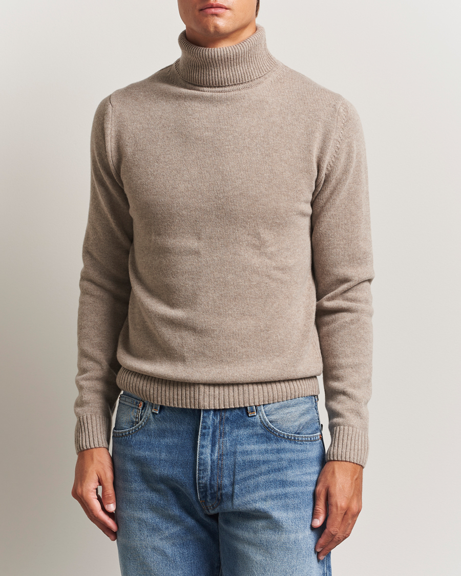 Herren | Pullover | Stenströms | Brushed Merino Rollneck Light Brown