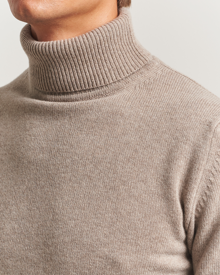 Herren | Pullover | Stenströms | Brushed Merino Rollneck Light Brown