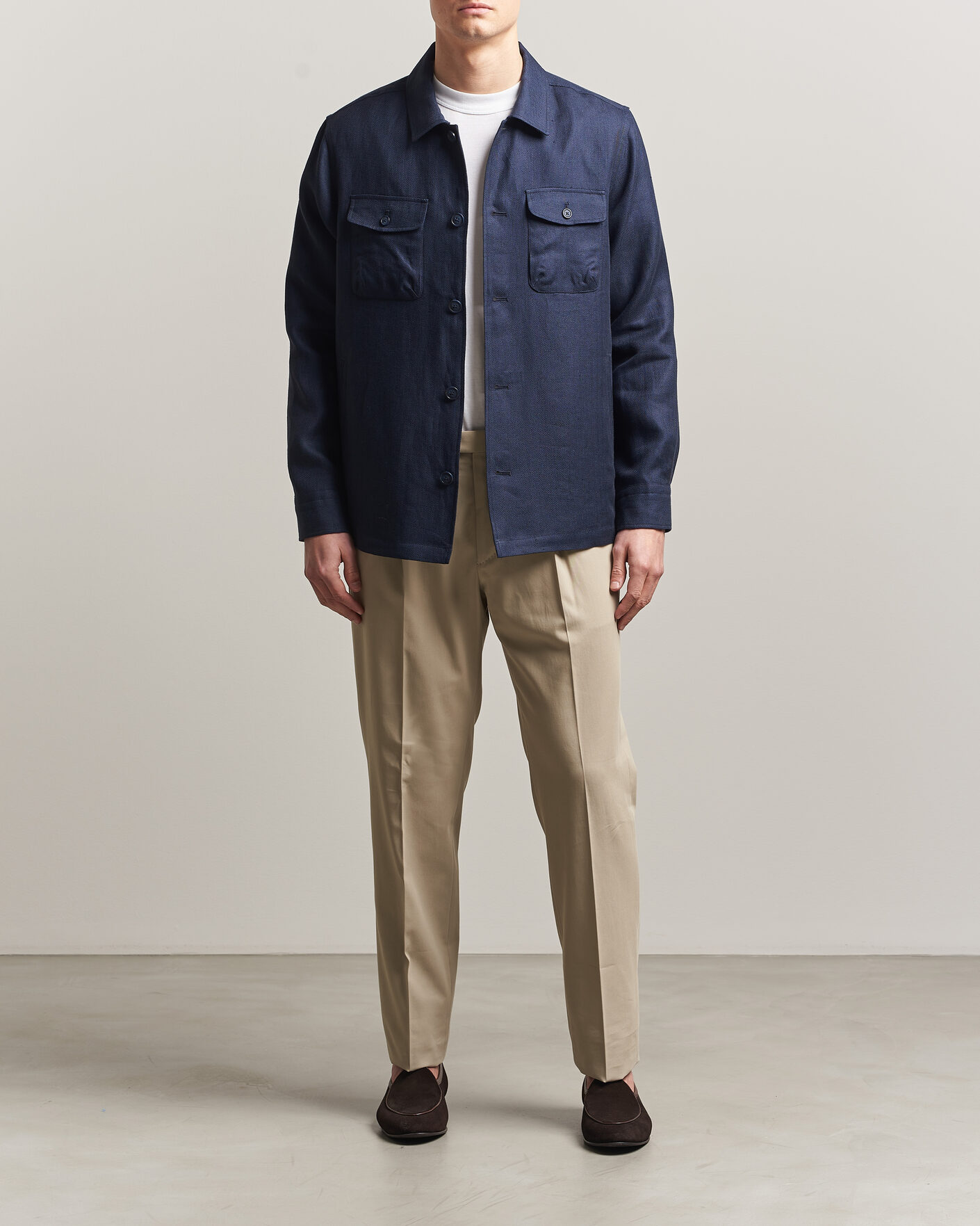 Herren | Jacken | Eton | Four Pocket Linen Lyocell Shirt Jacket Navy Blue
