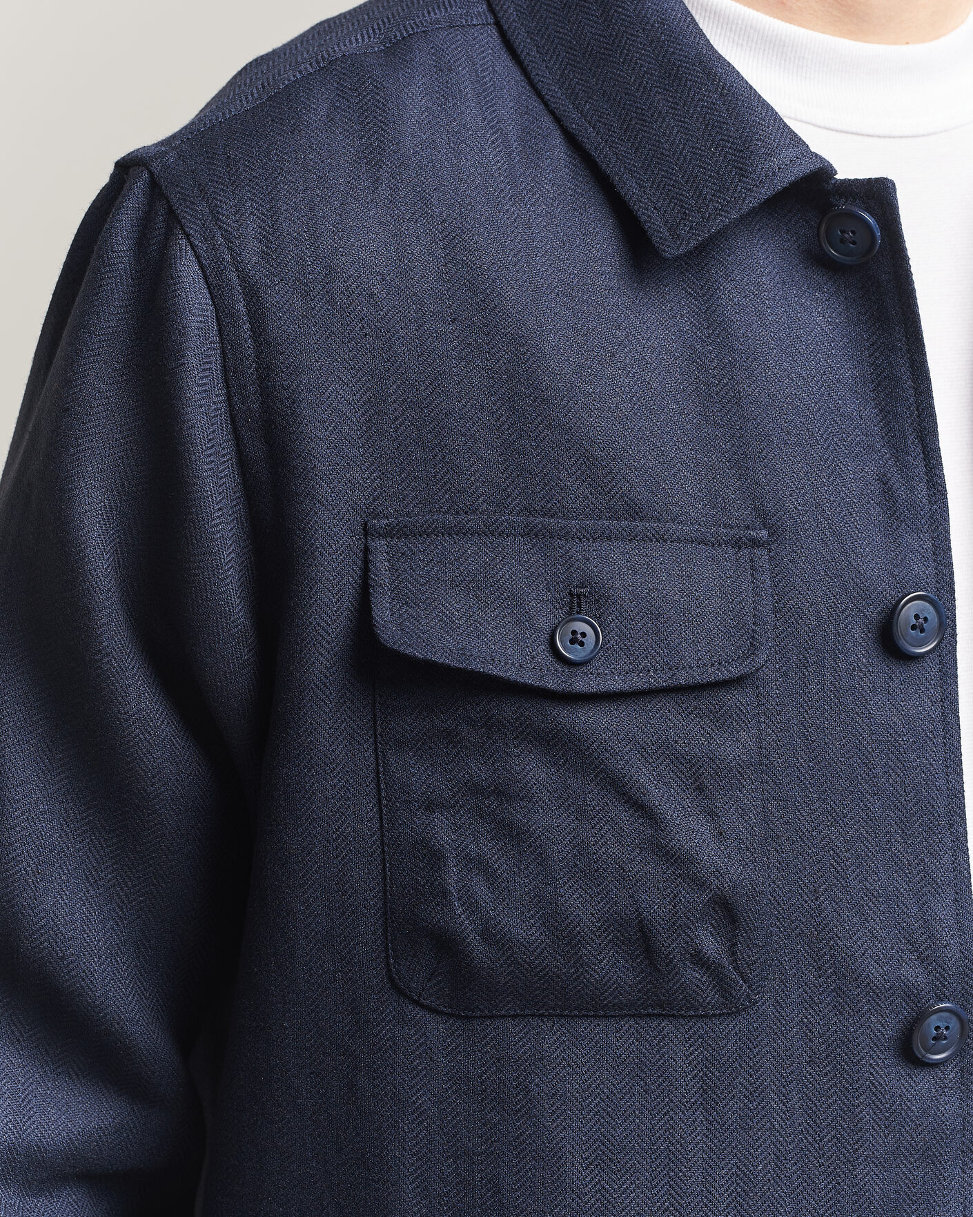 Herren | Jacken | Eton | Four Pocket Linen Lyocell Shirt Jacket Navy Blue