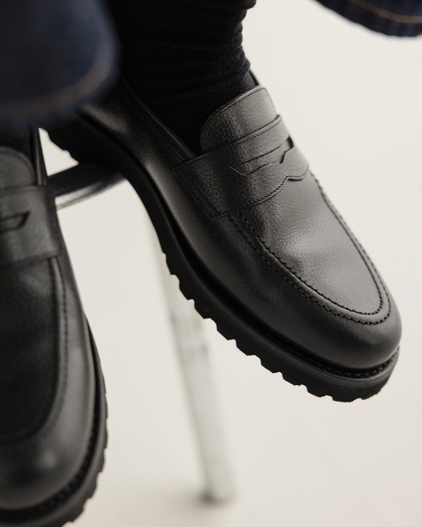 Herren | Loafer | Myrqvist | Stenhammar II Vibram Loafer Black Grained Calf