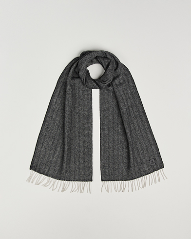Amanda Christensen Wool Herringbone Scarf Black – Schwarz