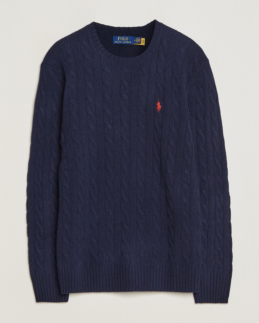 Polo Ralph Lauren Wool/Cashmere Cable Crew Neck Hunter Navy – Blau