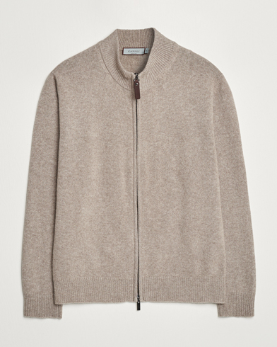  Wool/Cashmere Full Zip Sweater Beige