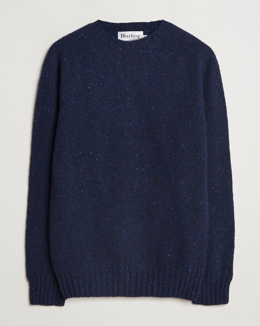 Harley Of Scotland Donegal Wool Crewneck Jura Blue – Blau