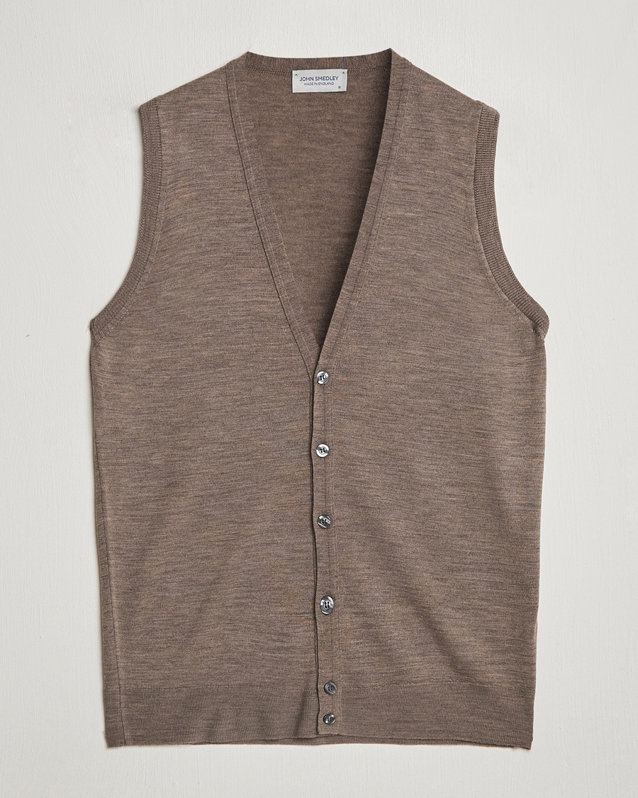John Smedley Huntswood Slim Fit Waistcoat Mushroom Brown – Braun