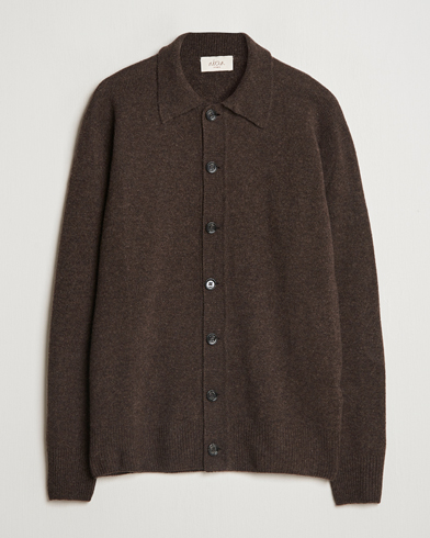  Shetland Collared Cardigan Brown