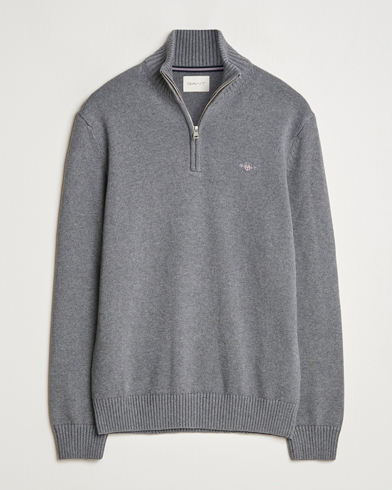  Cotton Half Zip Dark Grey Melange