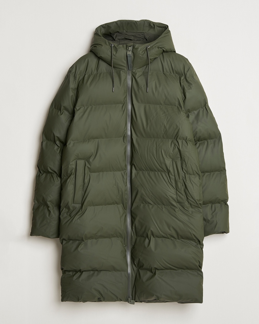RAINS Alta Long Puffer Parka Green – Grün