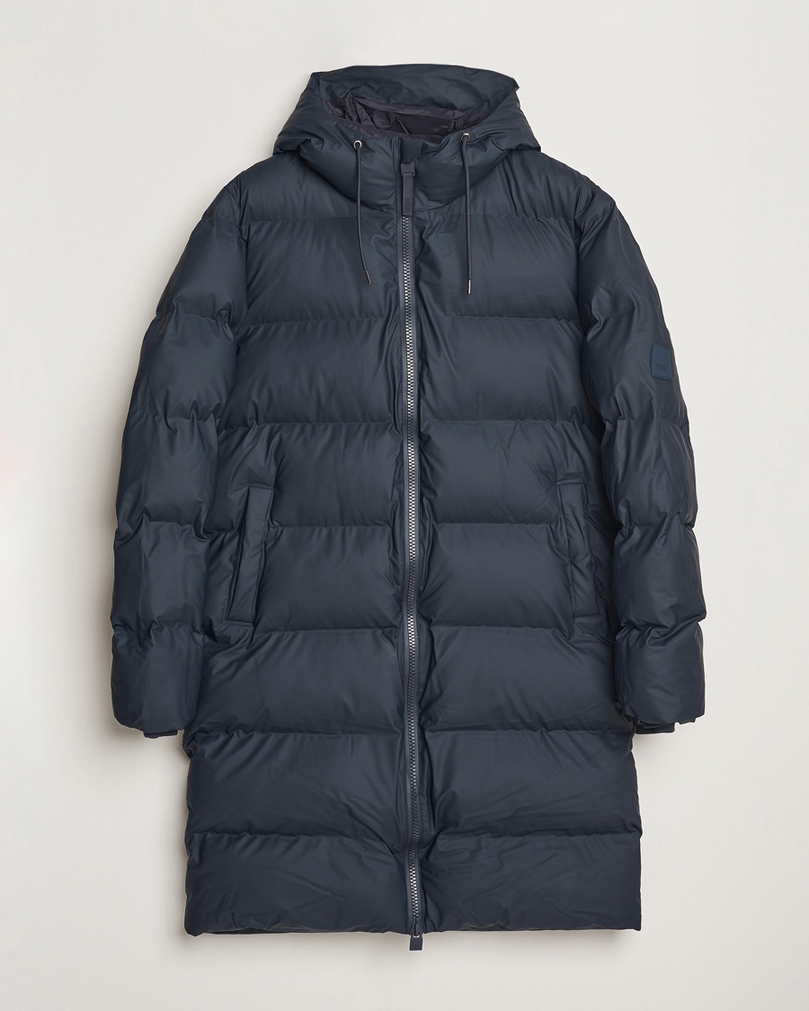 RAINS Alta Long Puffer Parka Navy – Blau
