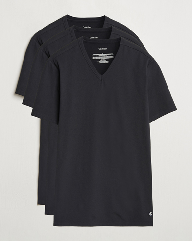 Calvin Klein 3-Pack Cotton Stretch V-Neck T-Shirt Black – Schwarz