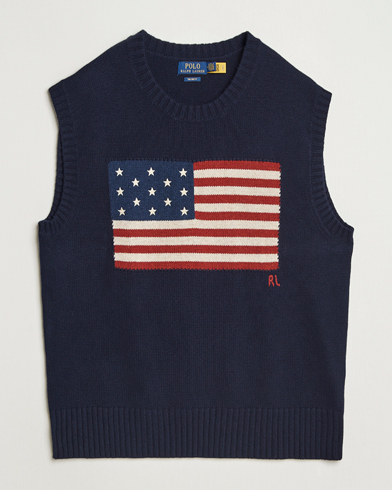Polo Ralph Lauren US Flag Cotton/Wool Vest Hunter Navy – Blau