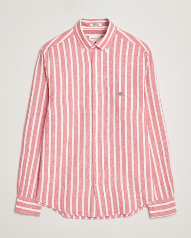 GANT Regular Fit Cotton/Linen Striped Shirt Watermelon Red – Rot