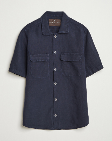 Oscar Jacobson Reg Fit City Linen Shirt Navy – Blau