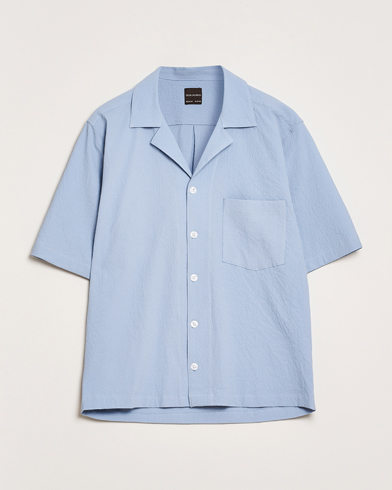 Oscar Jacobson Reg Fit Cuba Seersucker Shirt Light Blue – Blau