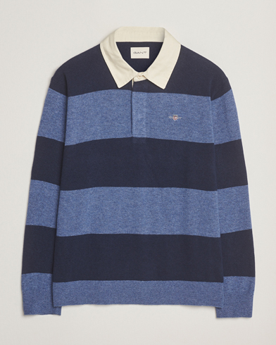 GANT Extra Fine Lambswool Striped Knitted Rugger Marine – Blau