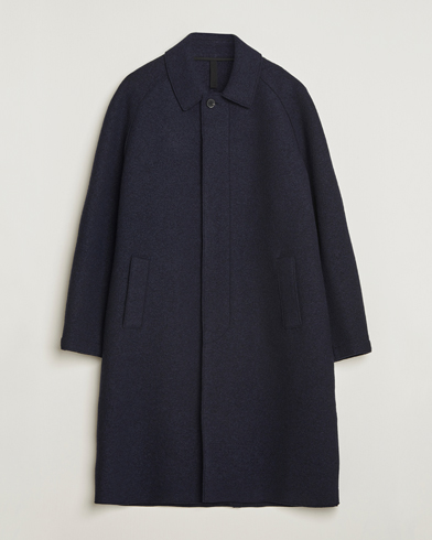 Harris Wharf London Boiled Wool Fly Front Balmacan Coat Navy – Blau