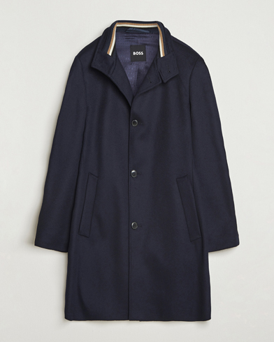 BOSS BLACK Hyde Stand Up Collar Coat Dark Blue – Blau