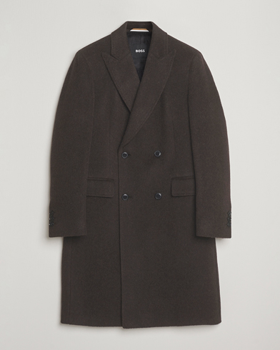 BOSS BLACK Hyde Wool/Alpaca Double Breasted Coat Dark Brown – Braun