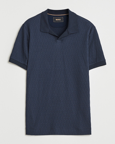 BOSS CAMEL Parson Structured Open Collar Polo Dark Blue – Blau