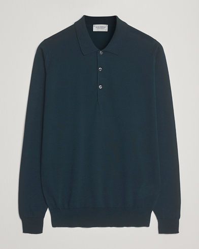 John Smedley Belper Extra Fine Merino Polo Pullover Richardson Green – Grün