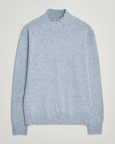 NN07 Aksel Wool Donegal Knitted Mock Neck Cerulian Blue – Blau