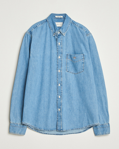 GANT Regular Fit Denim Shirt Light Blue Worn In – Blau