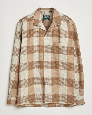 Gitman Vintage Brushed Waffle Camp Shirt Brown Check – Braun