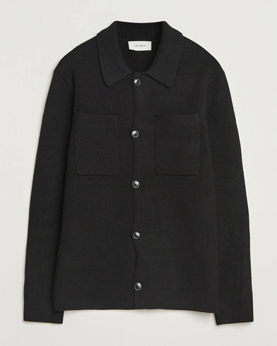 LES DEUX Fisher Cotton Milano Knitted Overshirt Black – Schwarz