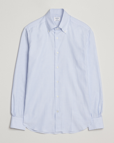 Mazzarelli Soft Oxford Button Down Shirt Light Blue Stripe – Blau