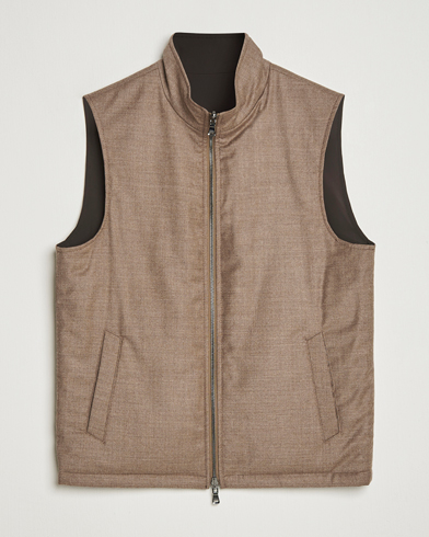 Oscar Jacobson Nylon/Wool Reversible Vest Brown – Braun